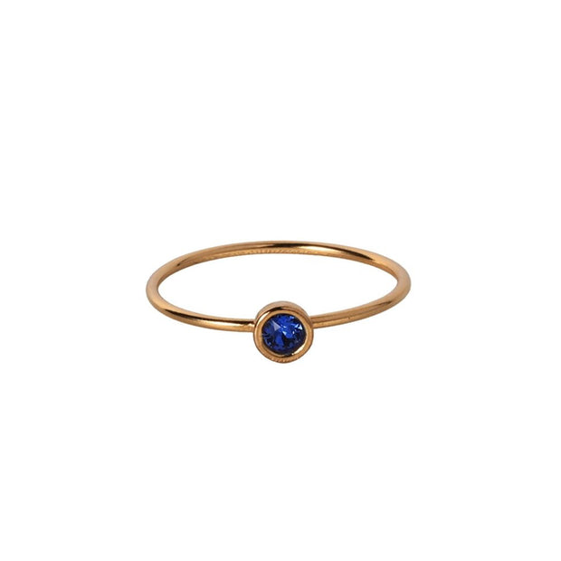 Round Blue Gold Filled Ring