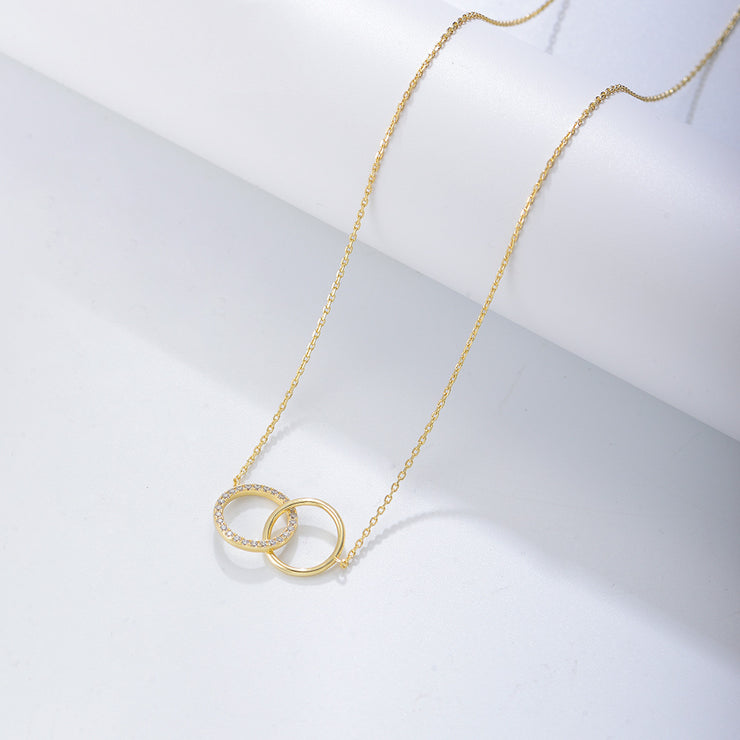 Shining Double Circle Gold Necklace