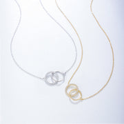 Shining Double Circle Silver Necklace