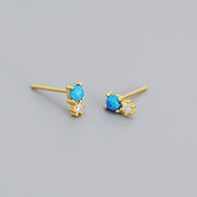 Blue Rossi Gold Stud Earrings