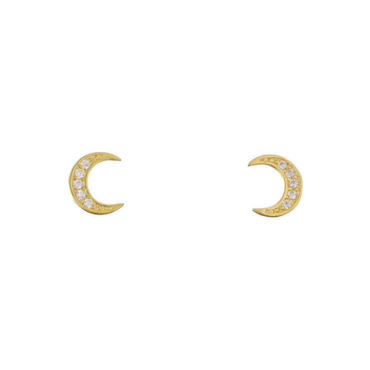 Shiny Moon Gold Stud Earring