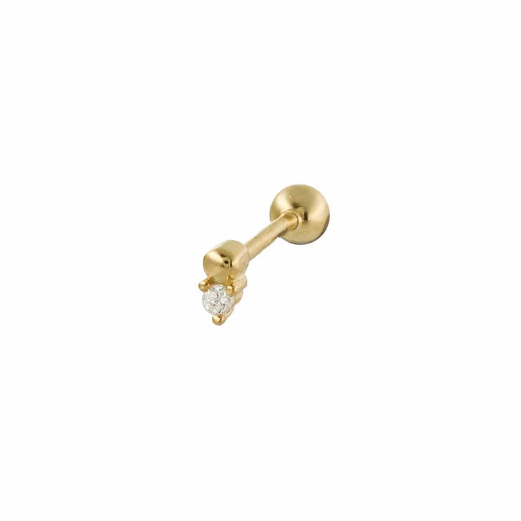 Tiny Cz with Bead Barbell in Gold