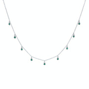 Green CZ Silver Choker Necklace
