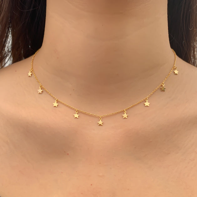 Dangling Star Gold Choker Necklace – Fora Jewellery