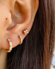 Four Cz Gold Stud Earrings