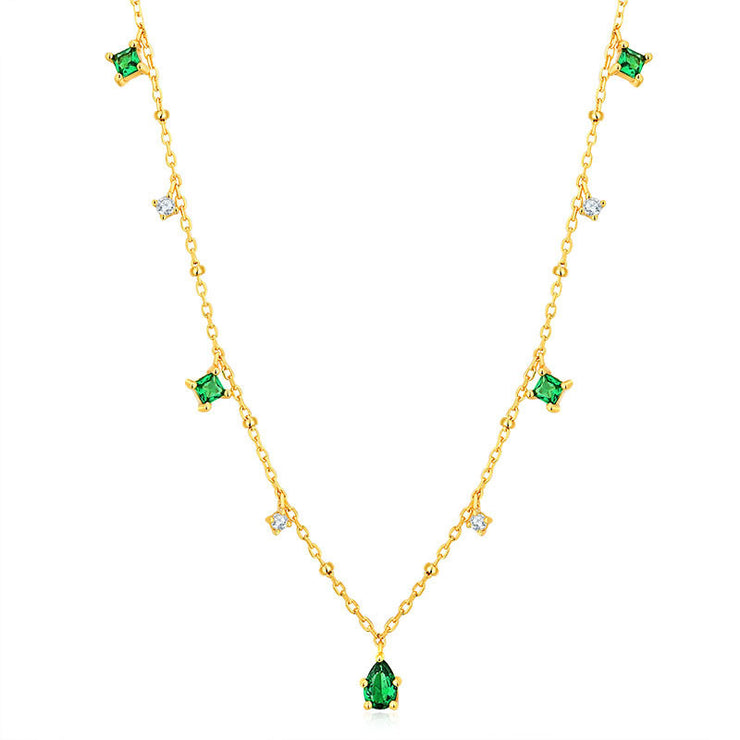 Cecelia Emerald CZ Gold  Necklace