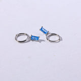 The Lov Aquamarine CZ Dangle Hoop Huggies