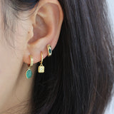 Aliyah White CZ Gold Dangle Hoop
