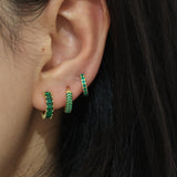 Quin Emerald Gold Dangle Hoop