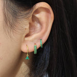 Lucy Green Cz Dangle Hoop Huggies