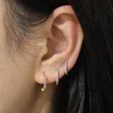 Eternity Amethyst Cz Huggie Hoops- Gold Plated Sterling Silver