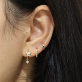 Clear Butterfly Dangle Hoop Huggies