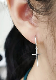 Cross Dangle Hoop