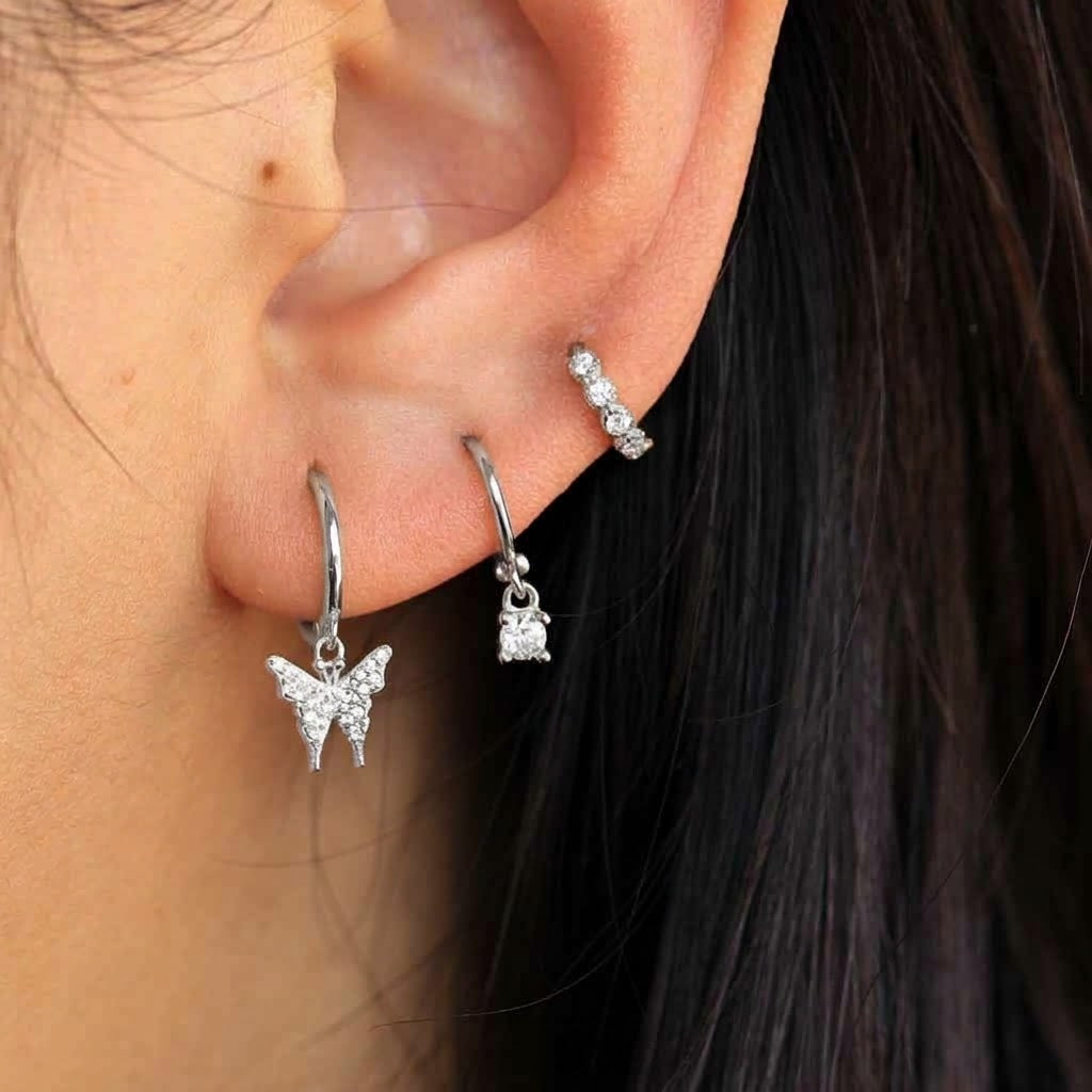 5.5mm Sophi White Silver Huggies