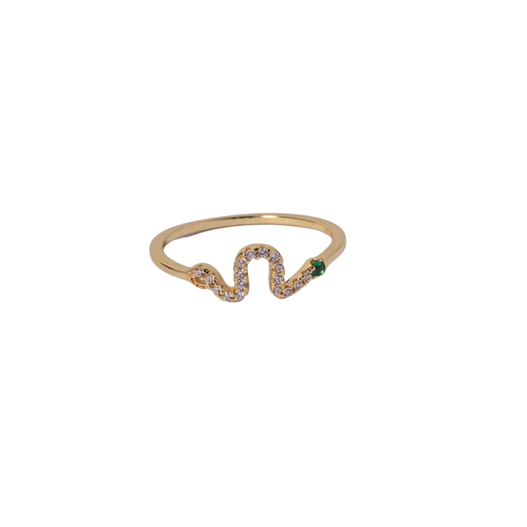 Green Snake Gold Ring