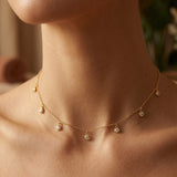 White CZ Gold Choker Necklace