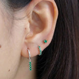6.5mm Sophi Green Silver Huggie