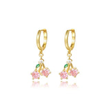 Cherry Gold Dangle Hoop
