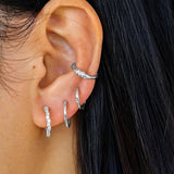 8mm Thin Plain Silver Huggies