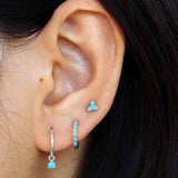 Three Claw Turquoise Dangle Hoop Huggies