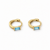 Baguette Aqua Blue Starburst Gold Huggies