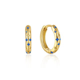 Starry Star Blue CZ Gold Huggies