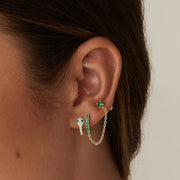 Georgia Green Gold Chain Stud Earrings