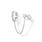 Georgia White Silver Chain Stud Earrings