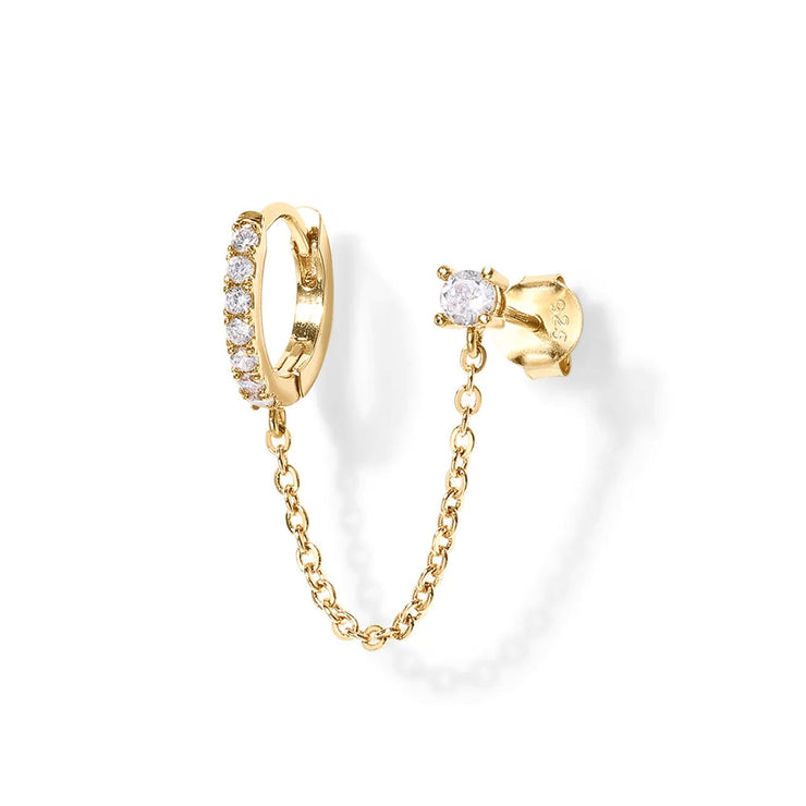 Georgia White Gold Chain Stud Earrings
