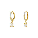 Rain Drop Opal Gold Dangle Hoop