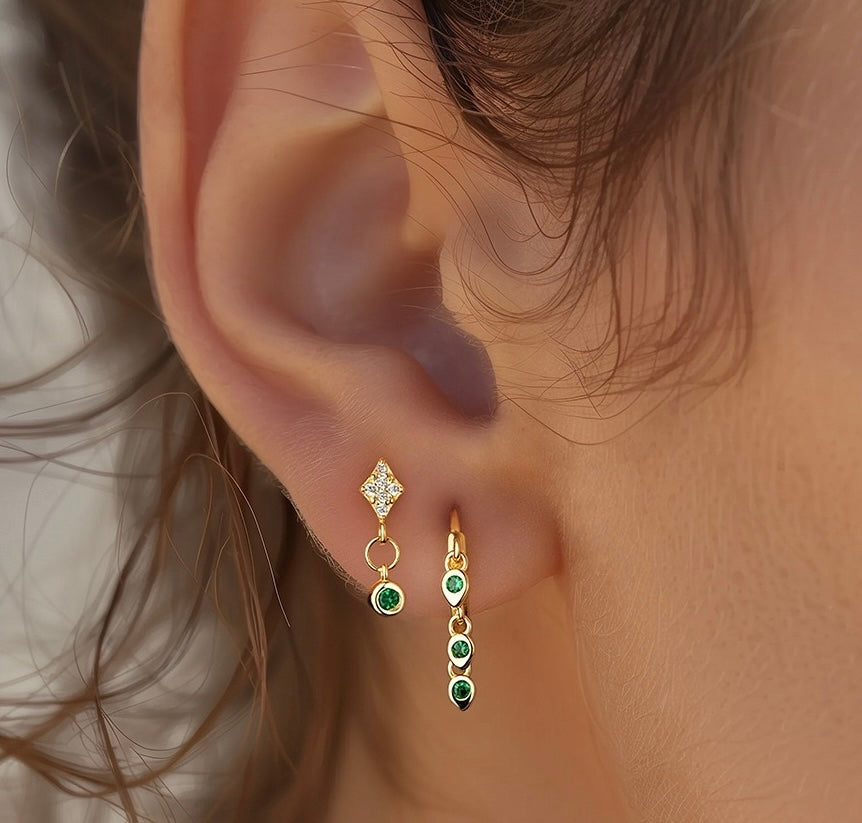 Lucita Green Gold Dangle Hoop