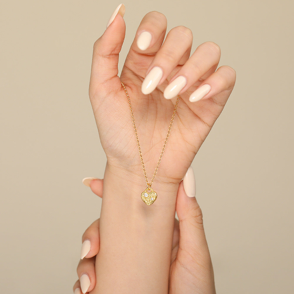 Heart With Stone Gold Necklace