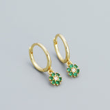 Savannah Green Gold Dangle Hoop
