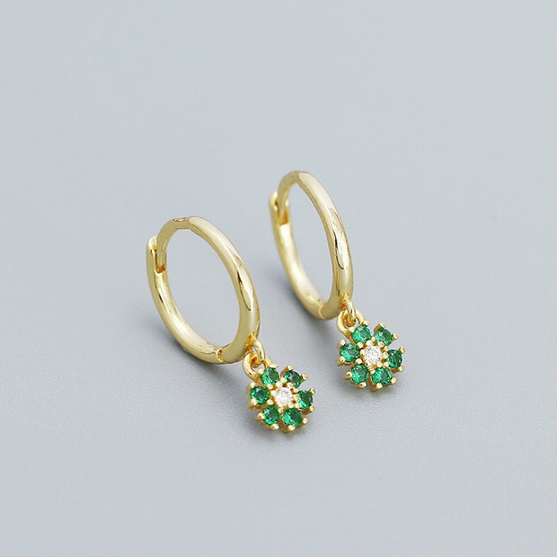 Savannah Green Gold Dangle Hoop