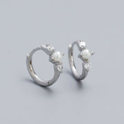 Luna Pearl Silver Huggies