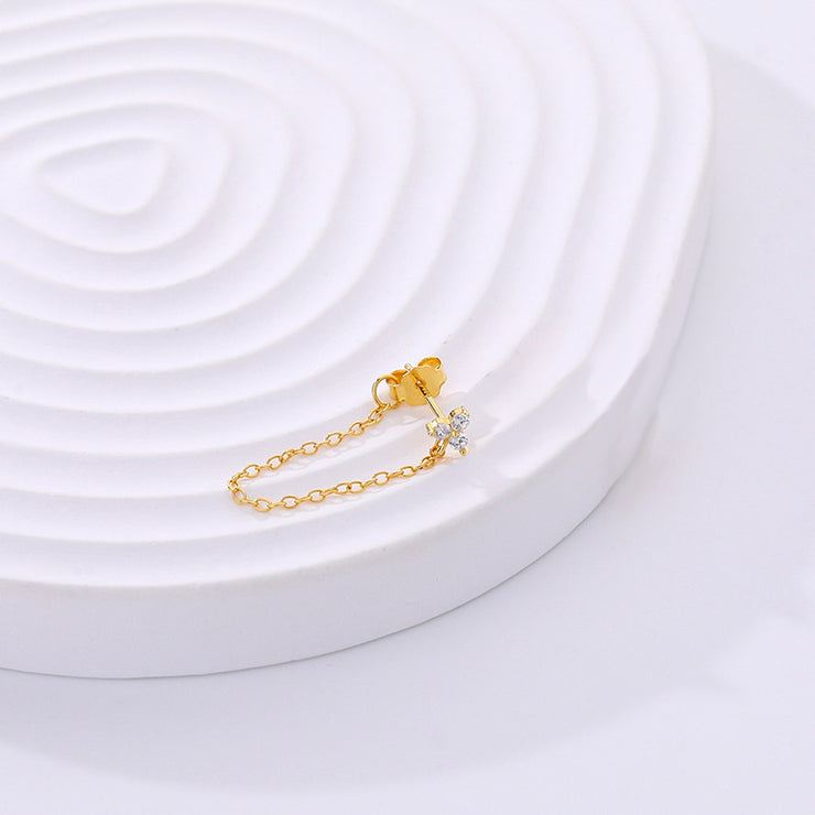Shining Triangle Gold Chain Stud Earrings