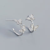 C Butterflies Silver Hoop