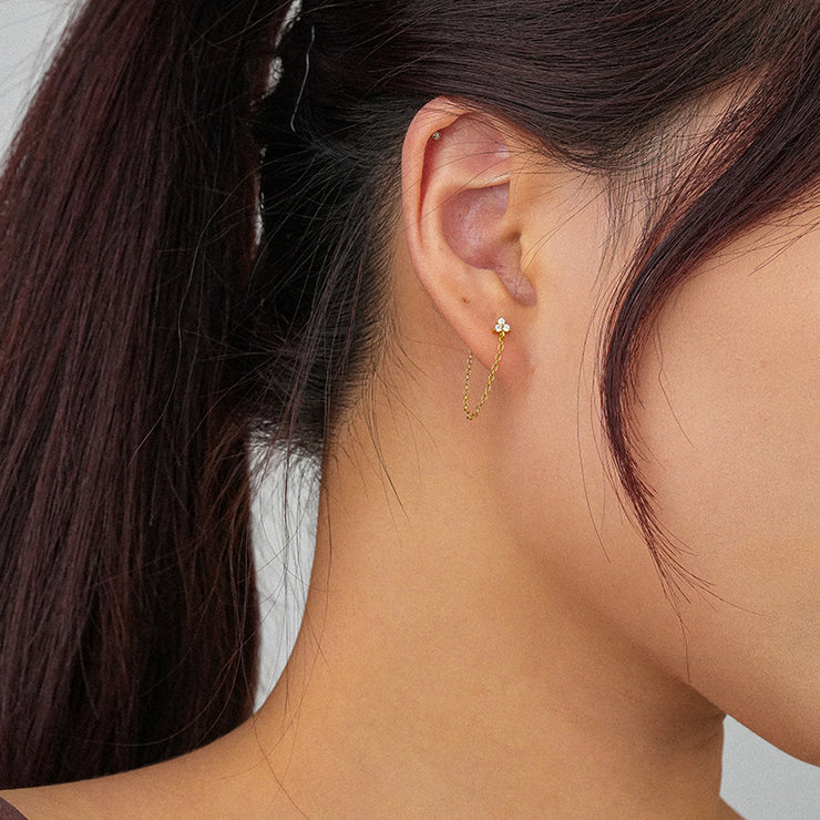 Shining Triangle Gold Chain Stud Earrings