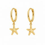 Starfish Gold Dangle Hoop Huggies (