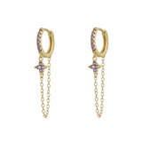 Ellie Purple Gold Dangle Hoop