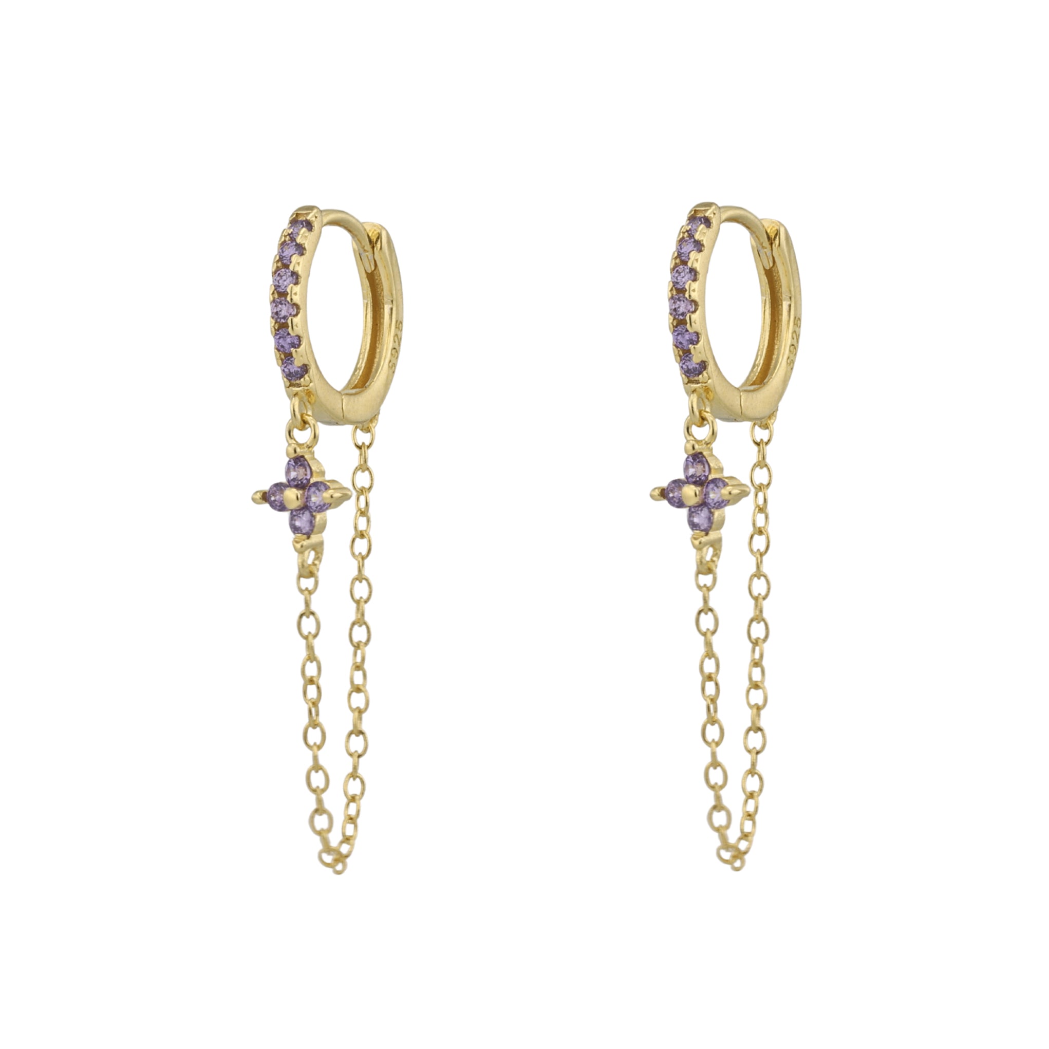 Ellie Purple Gold Dangle Hoop