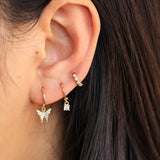 Vanesa Butterfly Gold Dangle Hoop