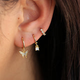 Vanesa Butterfly Gold Dangle Hoop