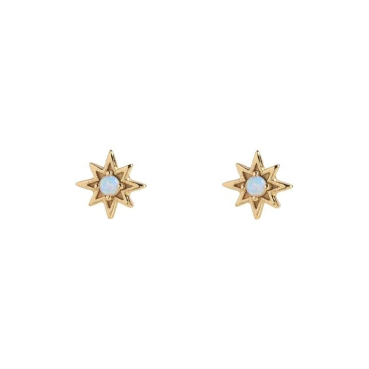 Olsta White Opal Gold Stud Earring