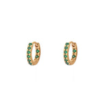 Embedded Green Cz Gold Huggies