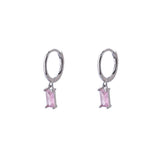 The Lov Pink CZ Dangle Hoop Huggies