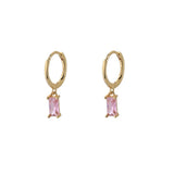 The Lov Pink CZ Gold Dangle Hoop Huggies
