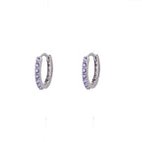 Eternity Amethyst Cz Huggie Hoops- Sterling Silver