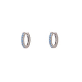 Eternity Aquamarine Cz Huggie Hoops- Sterling Silver
