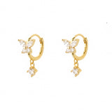 Clear Butterfly Dangle Hoop Huggies